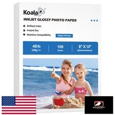 Koala Glossy Inkjet Photo Paper 8x10" 48lb 100 Sheets Professional