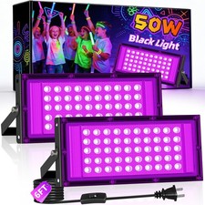 50W LED Black Light, Blacklight Flood Light with Plug 6ft Cord, IP66 Waterpr...