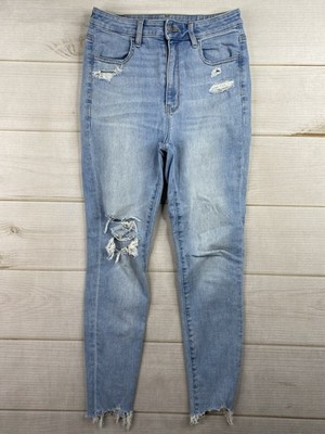 American Eagle Womens Jeans 6 Short Light Wash Highest Rise Jegging Distressed