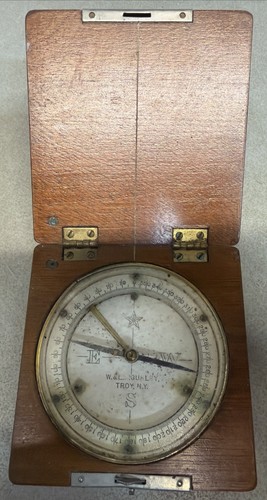 VINTAGE US Engineer Dept W. & L.E. GURLEY Directional COMPASS 1918 Wood Box