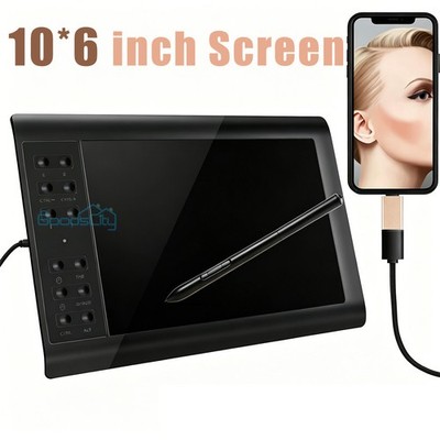 10'' x 6'' Digital Graphic Drawing Tablet,animation Drawing Board Battery-free Pen