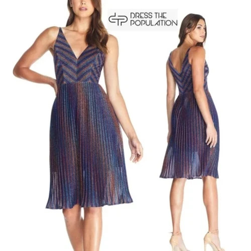 hayley metallic cobalt dress Hayley Metallic Cobalt Dress by Dress The Population