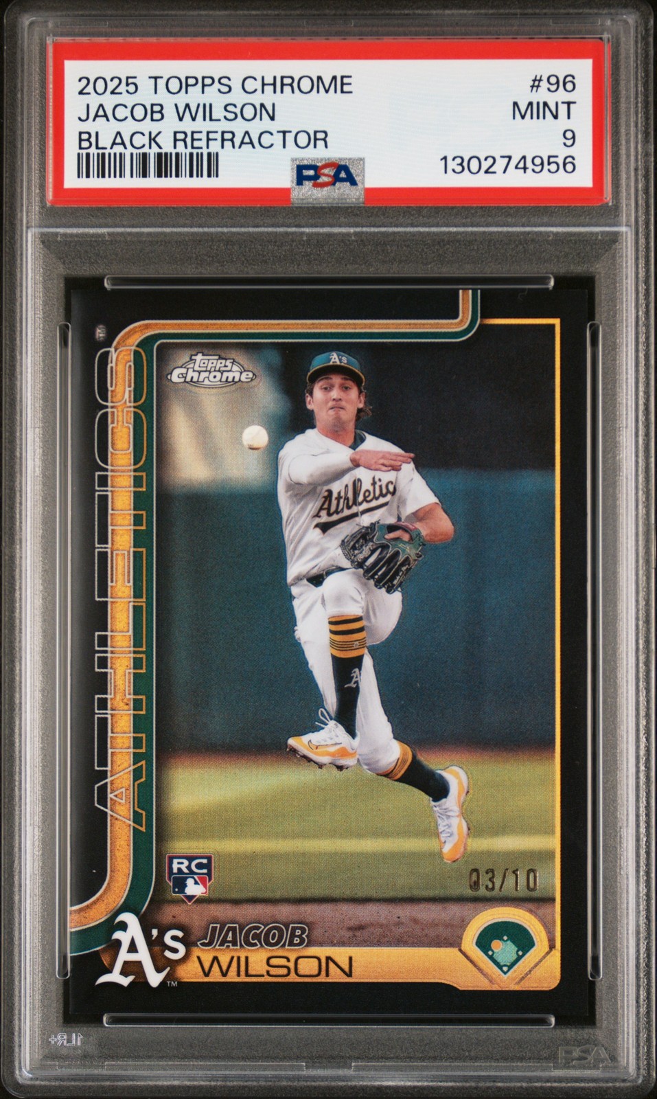 2025 TOPPS CHROME BLACK REFRACTOR #96 JACOB WILSON 3/10 PSA 9
