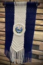 Handmade Salvadoran Macrame Flag Wall Hanging