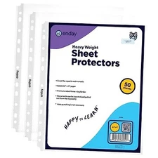 Clear Sheet Protectors for 3 Ring Binder Page Protectors Pack- 8.5” x 11” 50