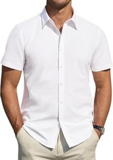 J.VER Men's Short Sleeve Dress Shirts Stretch Stain Shield Casual Button Down