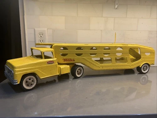 Vintage 1960's Tonka Truck Car Carrier Motor Transport Yellow