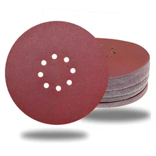 10 Pack 9 inch Sanding Discs 8 Hole Drywall Sandpaper Aluminum Oxide Hook & Loop