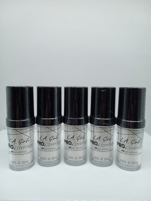5 Pack L.A. Girl PRO Coverage HD Long Wear Illuminating Foundation WHITE GLM641