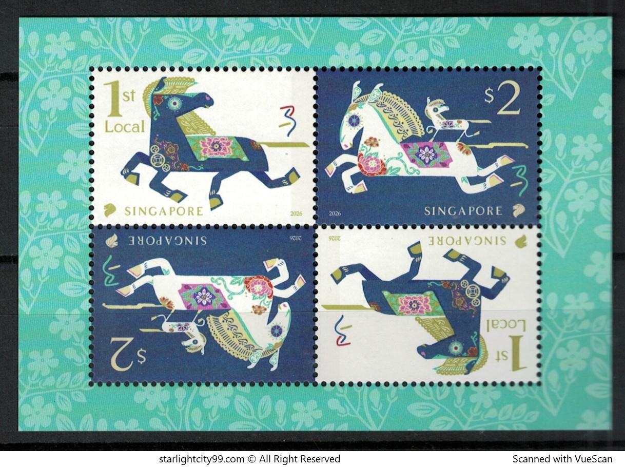 SINGAPORE 2026 ZODIAC LUNAR YEAR OF HORSE MINIPANE COLLECTOR SOUVENIR SHEET MINT