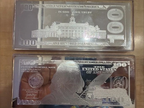 4 OZ .999 SILVER PROOF BAR BEN BENJAMIN FRANKLIN $100 SILVER BAR W/COA