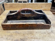 Antico porta attrezzi in legno fatto a mano caddy tote primitivo casale campagna