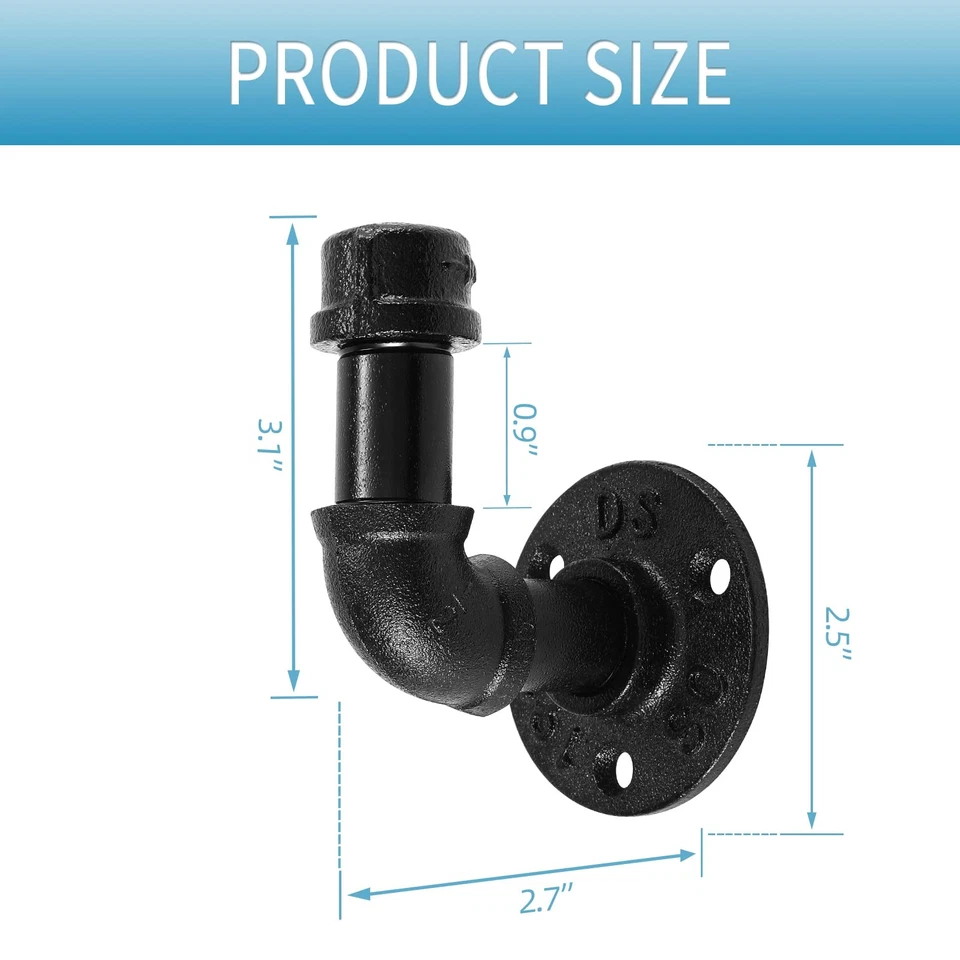 Paquete de 6 ganchos para toallas de baño para colgar porta toallas de tubo industrial vintage... Foto 3 de 4