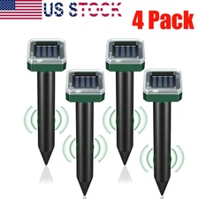 4 Pack Mole Repellent Ultrasonic Solar Powered Animal Repellent for Outdoor Lawn