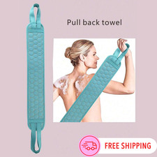 Shower Exfoliating Back Scrubber Towel Strip W Handle Bath Body Scrub Washcloth