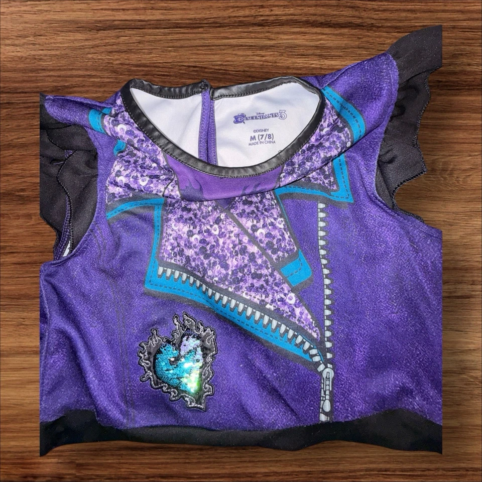 Vestido Disfraz Disney Descendientes 3 Veces Púrpura Niñas Talla 7/8 Mediano Foto 3 de 3