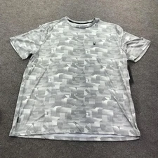 Spyder Rash Guard Shirt Mens XL Gray Geometric Camo UPF 30+ Quick Dry Swim Surf