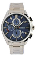 Curren Herren Armband Uhr Chronograph Stoppuhr Datum 48Mm Blau Silber Farben