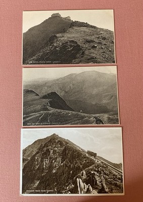 3x antike / Vintage Postkarten von Mount Snowdon (Richter, Valentinstag, RP Unp)