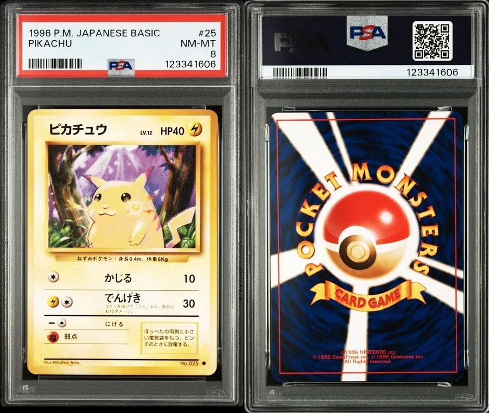 PSA 8 Pikachu Base Set No. 025 Old Back Pokemon Card Japanese 1996 - Image 3 of 4
