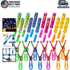 12 pcs LED Slingshot Helicopters - Ultimate Colorful Flying Toy for Kids' Par...