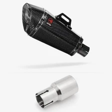 Lextek Carbon Fibre XP8C 210mm Exhaust with Link Pipe Silencer Chrome Polished