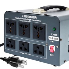 5000 Step Up/Down Transformer Converter 110/120 Volt - 220/240 Volt w/US Powe...