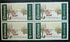 US Winter in Norway Maine 6c Stamp Block of 4 Scott #1384