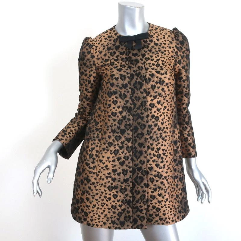 RED Valentino Coat Leopard Jacquard Size 38 Bow Embellished Jacket