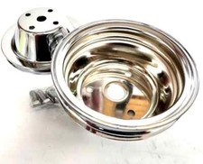 Sb Chevy 350 Long Pump Chrome Steel Pulley Kit 1 Groove Upper 2 Groove Lower Sbc