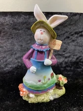 5 1/4" Tall Rabbit Gardener w/ Welcome Sign by Greenbrier International