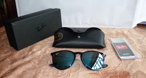 Women’s Ray-Ban Erika Sunglasses Black frame Blue mirror lens (601/55) 54mm NEW - Picture 5 of 14