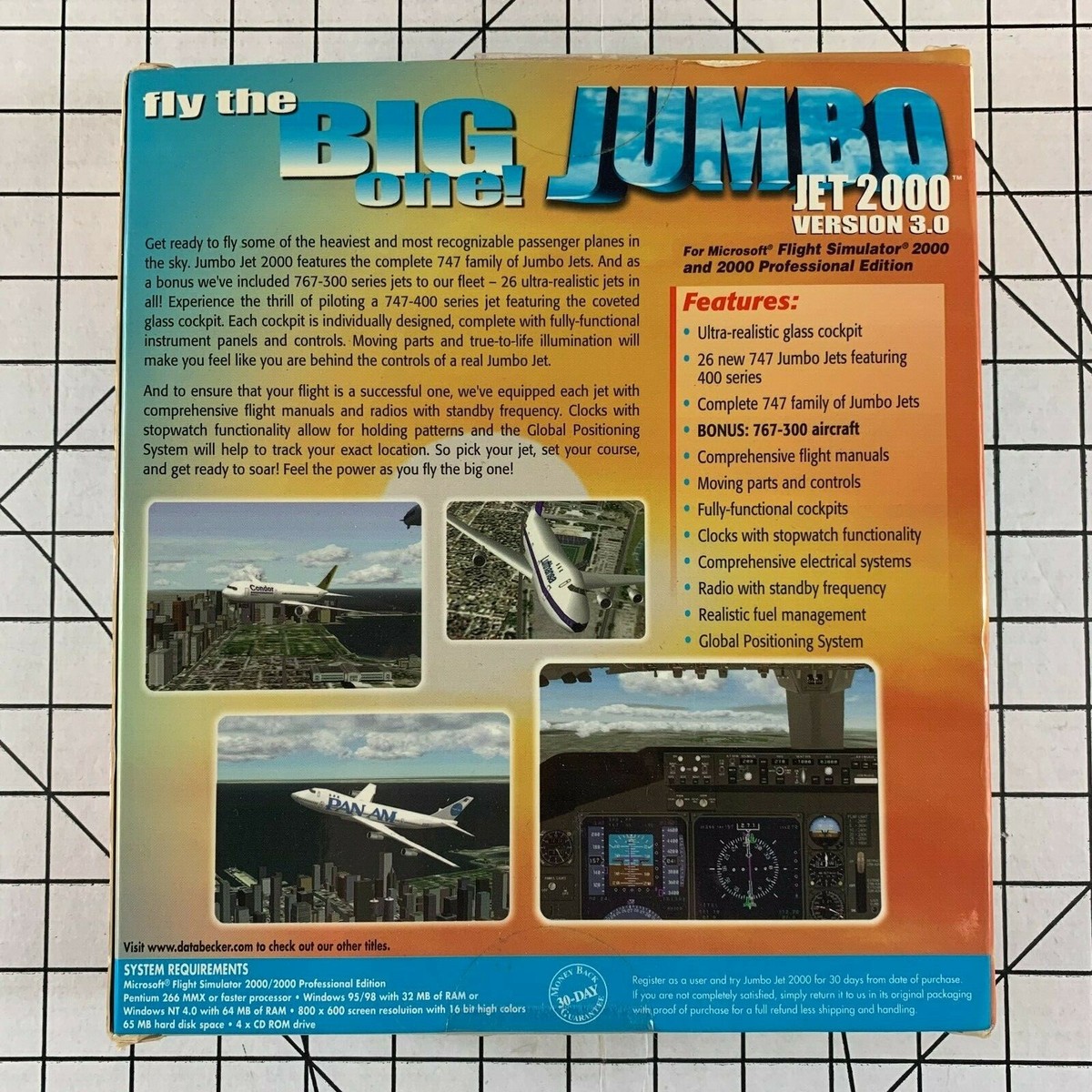 Vintage 80s 90s Microsoft Windows 95 Flight Simulator Jumbo Jet