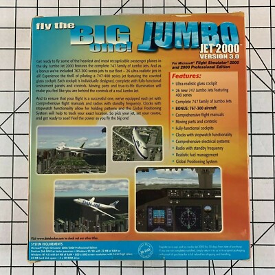 Vintage 80s 90s Microsoft Windows 95 Flight Simulator Jumbo Jet
