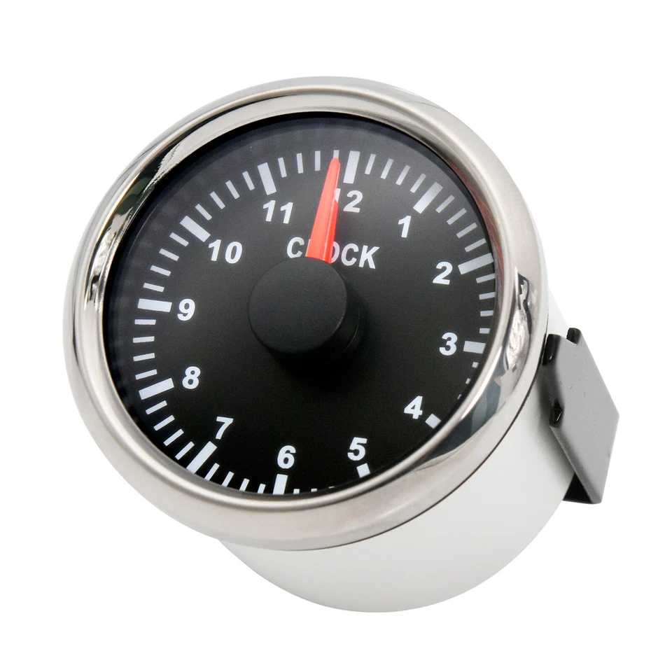 2" 52MM Black Clock gauge 12 Hours Red LED For Cars Trucks Boat Marine Motorbike - Image 3 of 4