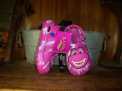 BARNEY DINOSAUR KIDS PURPLE CLOGS SHOES TODDLER SIZE 9-10 PLAY POOL BEACH FUN NE