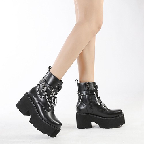 SHEIN New Chain Women's Boots Platform Shoes High Heel Plus Size Short Boots  | eBay