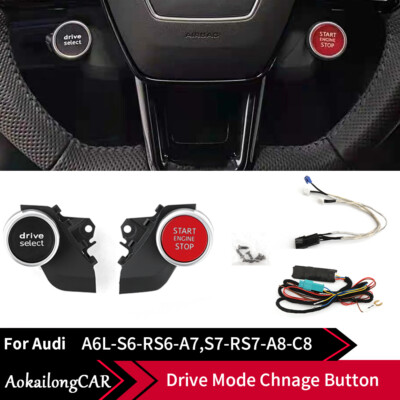 LED Steering Wheel Start Stop Switch Driving Set Fit For AUDI A6L S6 RS6 A7 Car