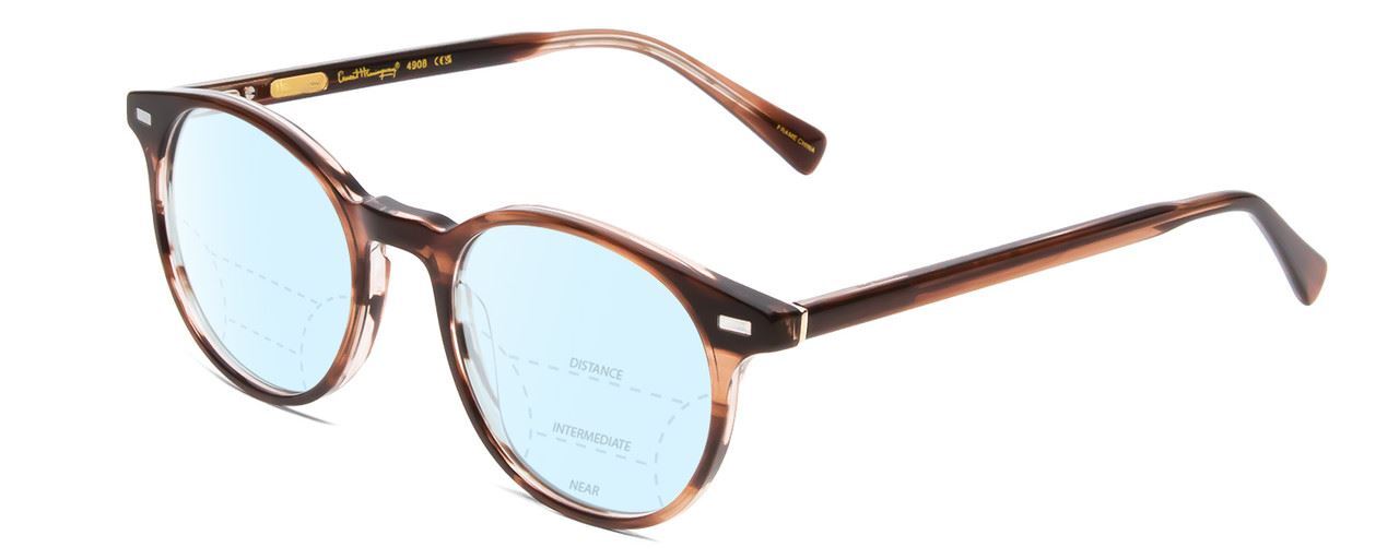 Ernest Hemingway H4908 Unisex Multi-Focus Blue Light Glasses Brown Crystal 49 mm