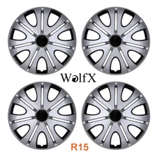 15" Set of 4 Wheel Covers Snap On Full Hub Caps R15 For Volkswagen Golf Jetta