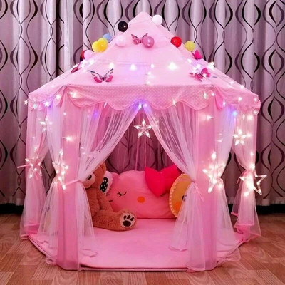Kids Fairy Princess Castle Play House Hexagon Toy Tent Pop Up Tent Indoor /Light - Picture 2 of 20
