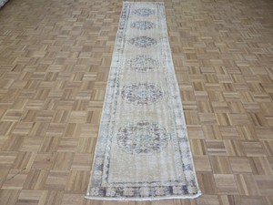 2u00276 x 12u00271 Runner Hand Knotted Beige Vintage Turkish Oushak 2u00276 x 12u00271 Runner Hand Knotted Beige Vintage Turkish Oushak