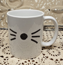 Cat Nose  Whiskers White Ceramic Coffee Mug 11 oz read 