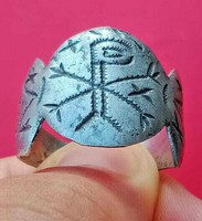 RARE ANCIENT ROMAN SILVERED LEGIONARY *CHI-RHO* RING CHRIST RING
