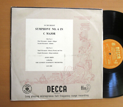 LXT 2585 ED1 Schubert Symphony no. 6 Josef Krips Decca Orange Gold Mono O/G 1st
