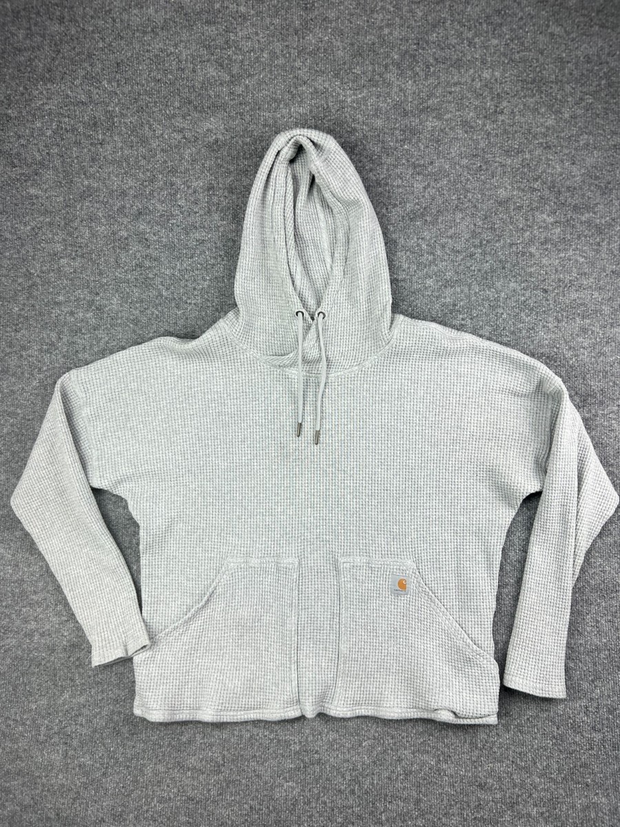 Carhartt Waffle Knit Hoodie Womenu0026#039;s XL Gray Pullover Sweatshirt  Relaxed Fit | eBay