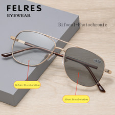 Men Anti Blue Light Bifocal Photochromic Reading Glasses Outdoor Sunglasses New