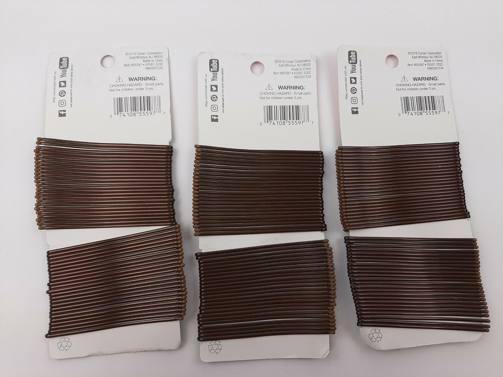 Lot of 3 New Conair Brown Pin & Secure Extra Long Bobby Pins 48 Hair Pins eBay