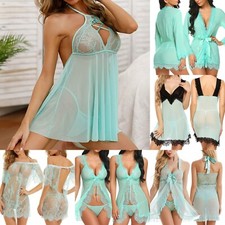 Women's Sexy Lingerie Babydoll Sleepwear Underwear Lace Nightwear Dress G-String