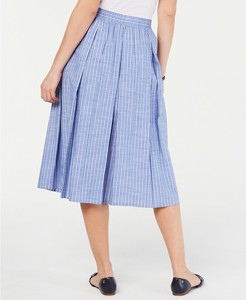 blue and white striped maxi skirt